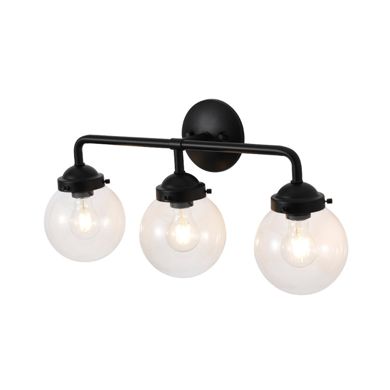 3-light Dimmable Glass Globe Vanity Light, Clear