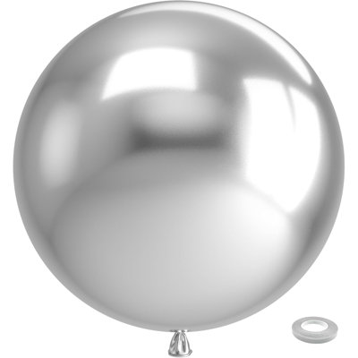 Ballons géants argentés métalliques 36 pouces - paquet de 8 ballons argentés chromés géants grands ballons ronds en latex argent pour photo de mariage