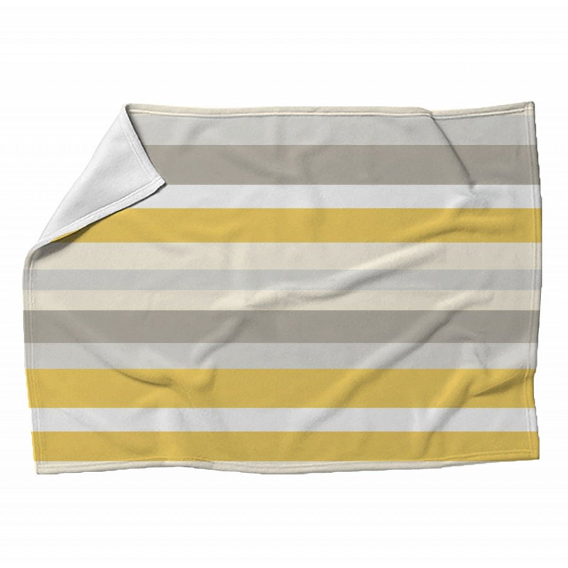 Checkered Fleece Blanket, Throw, Striped, Yellow/Gray