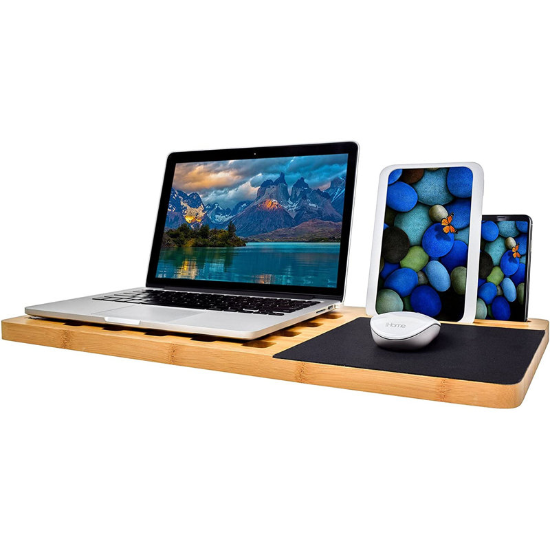 Bureau Inbox Zero Bamboo Lap avec trous d'aération et tapis de souris intégré