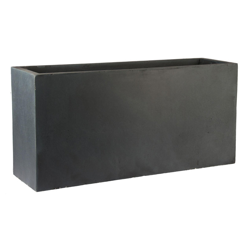 Frostproof, Concrete Effect Garden Planter Pot with Drainage Holes, 41cm H x 85cm W x 26cm D, Dark Grey
