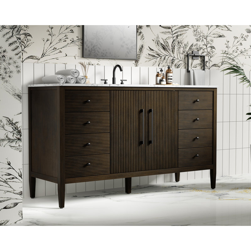 Meuble-lavabo simple 60 po, Chêne chocolat