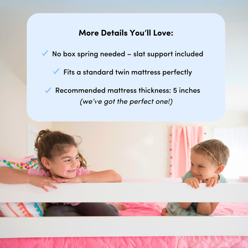 Bolles Kids Bunk Bed with Trundle, Gray, Twin over Twin
