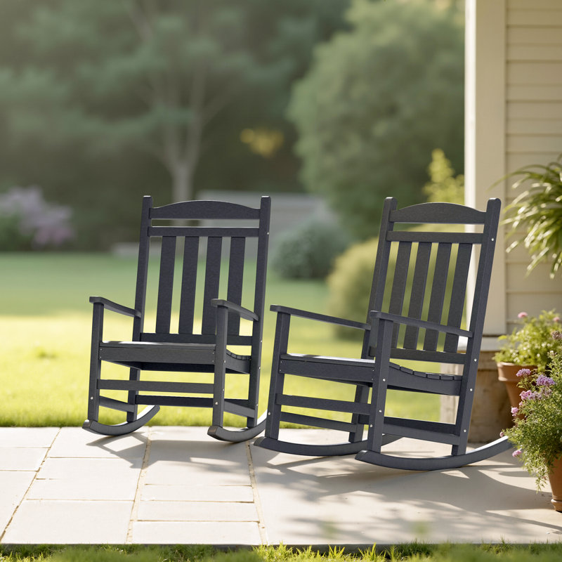Aulika Outdoor HDPE Patio Rocking Chairs, Gray