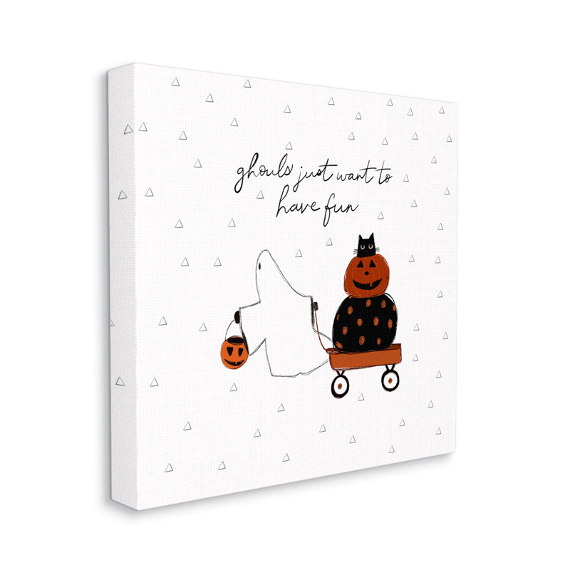 «Playful Ghost Script», citations, citrouille, chat dans un chariot, art numérique de la giclée encadrée par Amylee Week