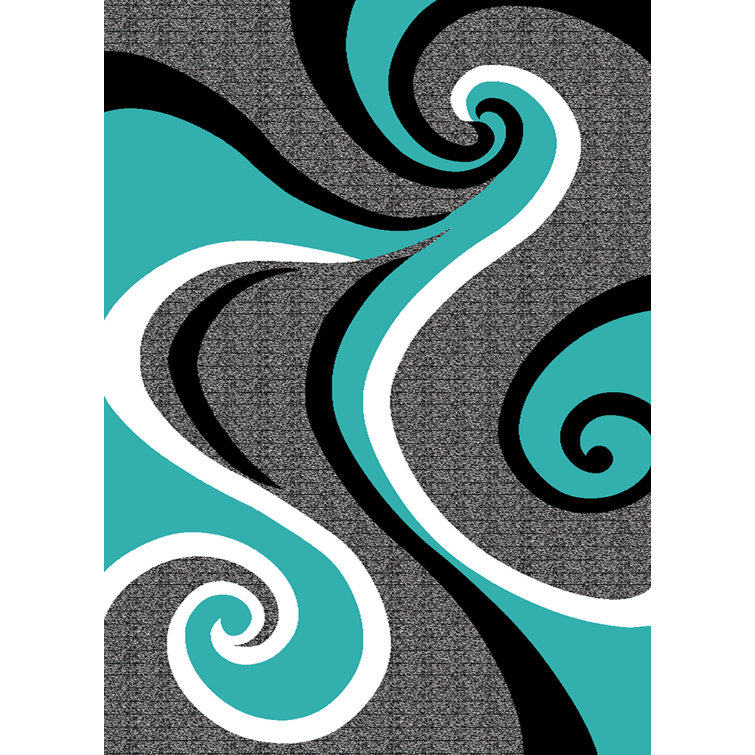 Tapis abstrait turquoise / gris Mccampbell