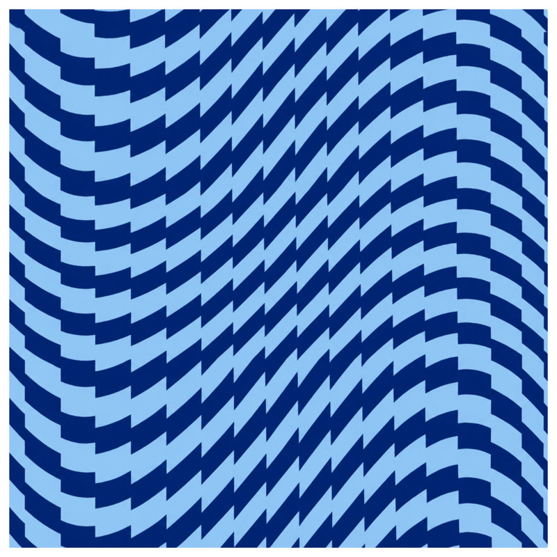 Tapis de bain bleu à motif géométrique ondulé, 24in W x 17in L