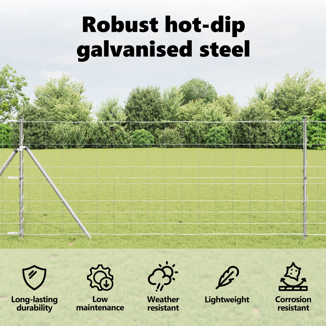Vidaxl Field Fence Galvanized Steel