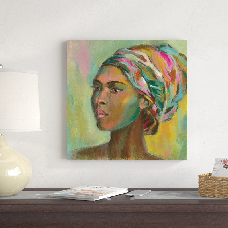 «African Woman II» par Silvia Vassileva, peinture sur toile tendue, H 20 po x l 20 po