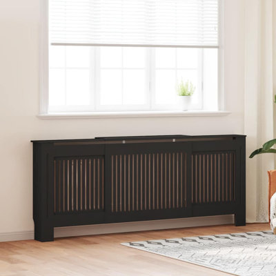 Radiator Cover Black MDF 80.7 in Decorative Radiator Cabinet Cover