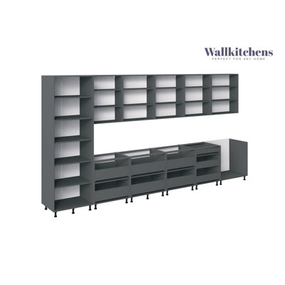 Ensemble d'armoires de cuisine en panneau de fibres à densité moyenne (MDF) H 96 po x l 182 po x P 24 po FK-CELESTIAL
