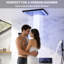 Système de douche thermostatique à DEL de 16 po avec application et télécommande, musique et douche à main