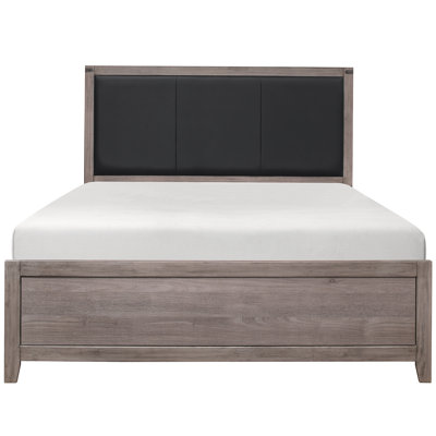 Lit double de chambre à coucher en gris brunâtre avec base de similicuir et base en similicuir