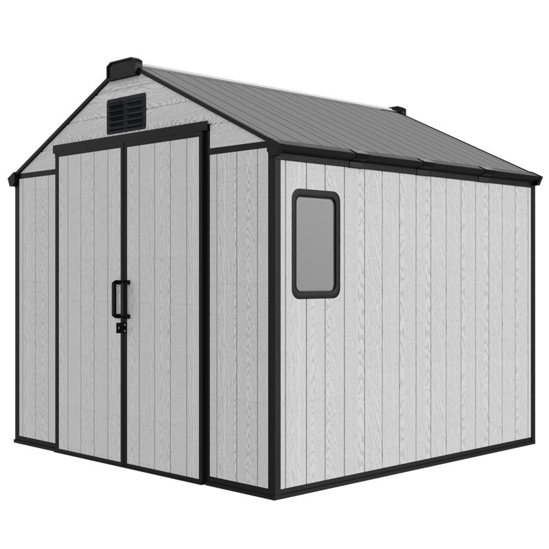 8 FT.W x 8 FT.D Resin Outdoor Storage Shed with Floor, Large Tool Sheds, with Assembly Video