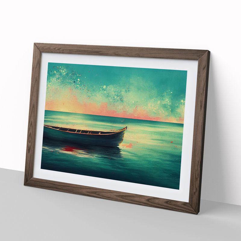 Boat Splashed Vol.3 - Single Picture Frame Painting, 46cm H x 64cm W x 2cm D, Walnut Framed
