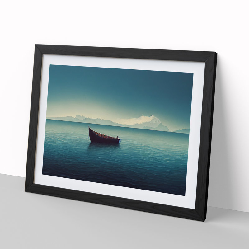Lone Boat Vol.4 - Single Picture Frame Print, 46cm H x 64cm W, Black