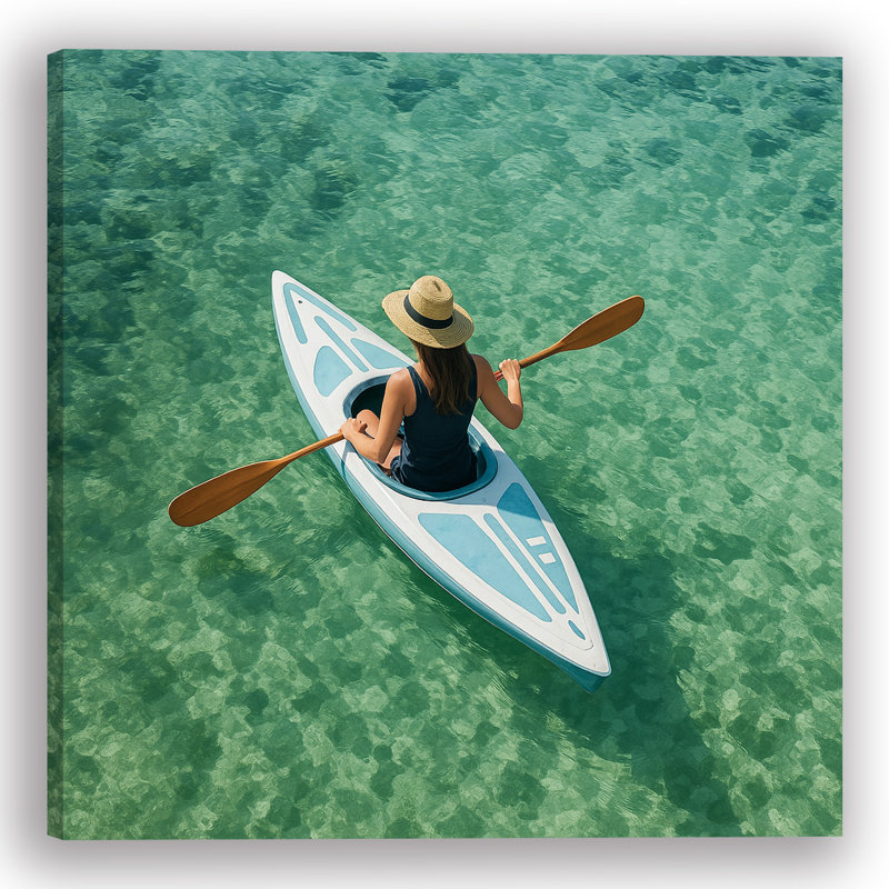 «Clear Waters Escape - Overhead Kayak Adventure», art sur toile, H 20 po x l 20 po