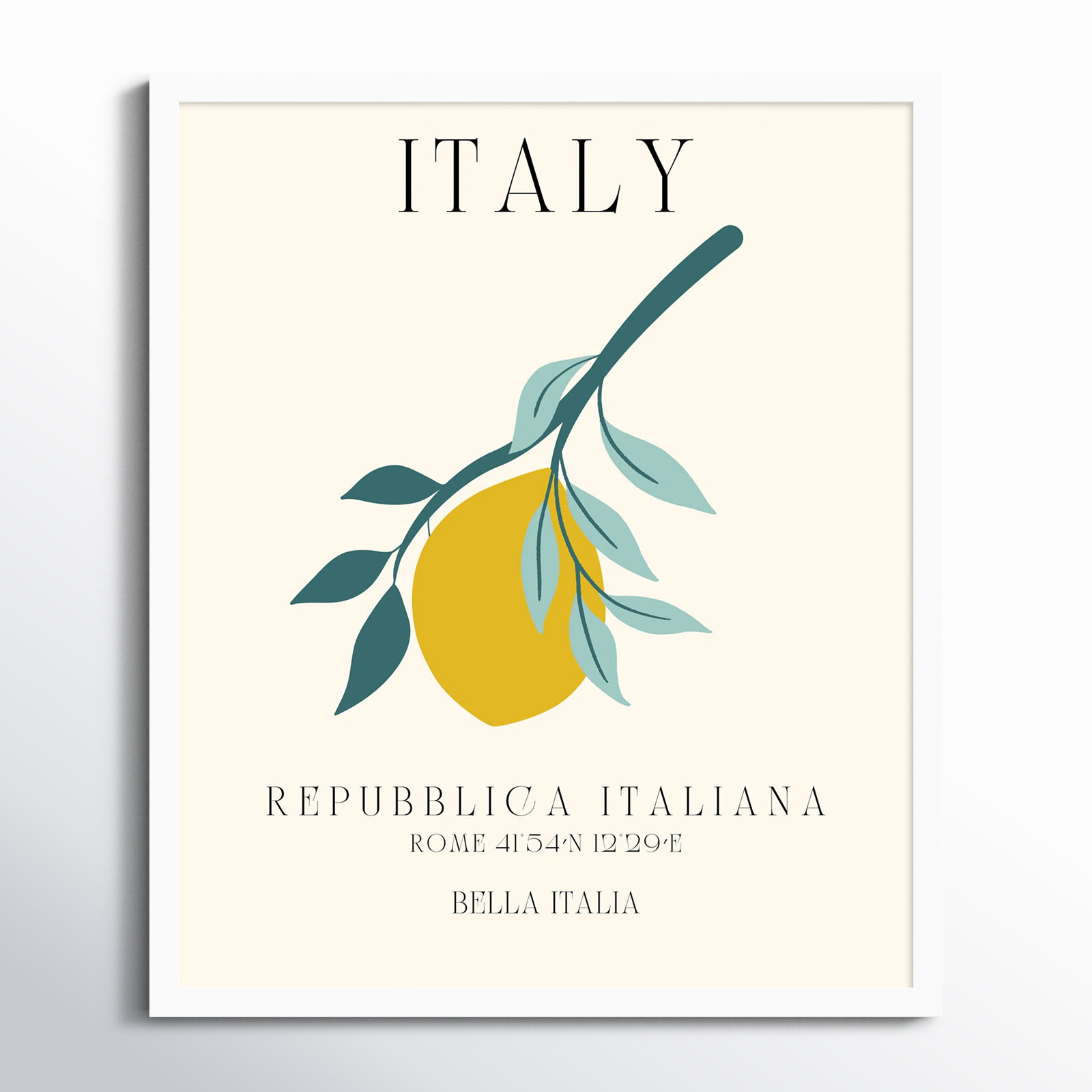 Mirando "Italy Travel Poster" Print, White Framed, 21" W x 25" H x 1" D