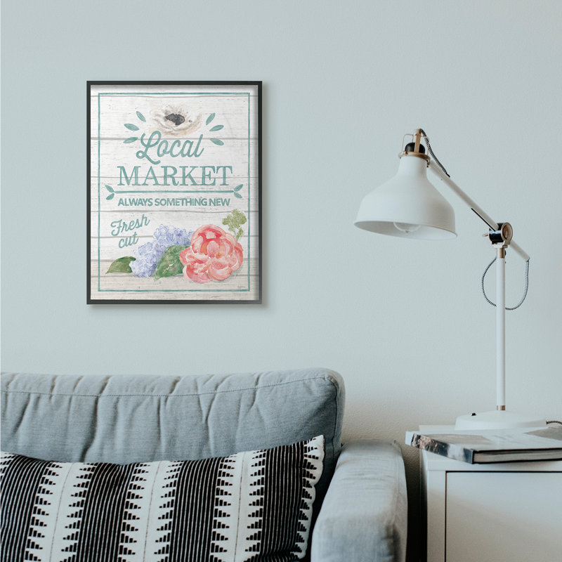 « local market fleurs rustique », impression, H 24 po x l 30 po x P 1,5 po, Giclée encadrée noir minuit