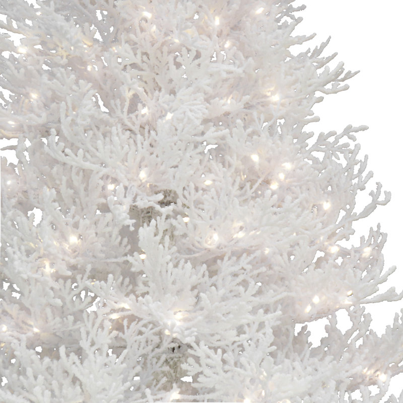 6.5' White Sea Coral Artificial Christmas Tree with Warm White LED Lights