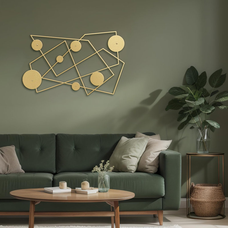 Décoration murale en métal, H 12 po x l 24 po x P 0,05 po, Or