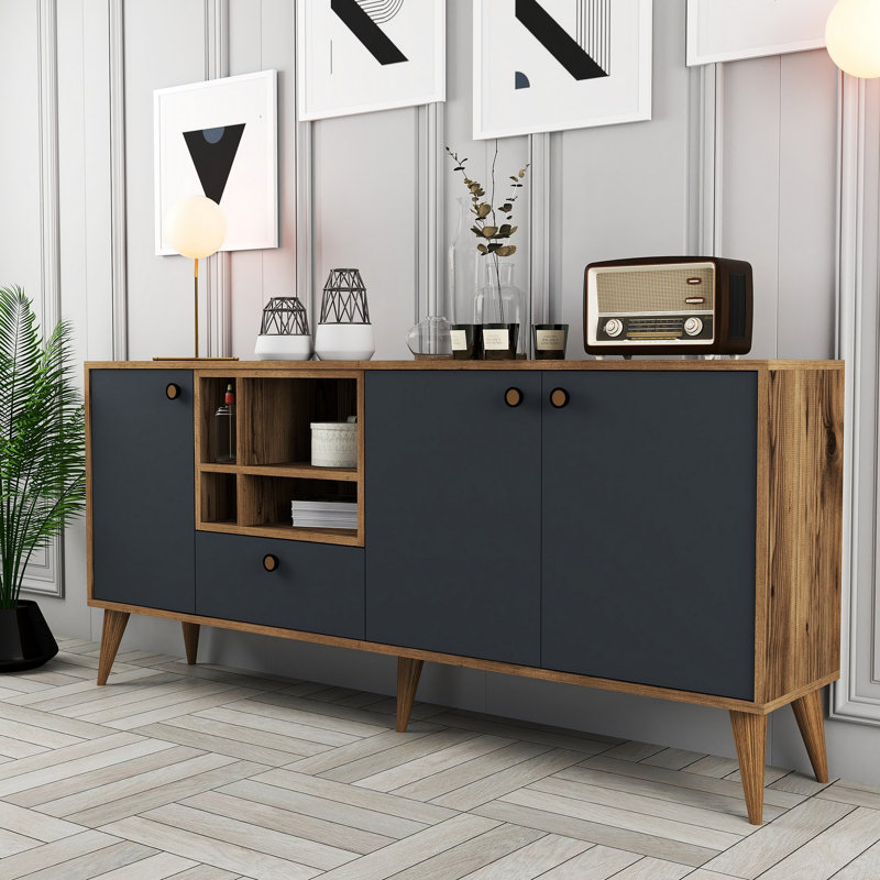 Console, Anthracite / noyer