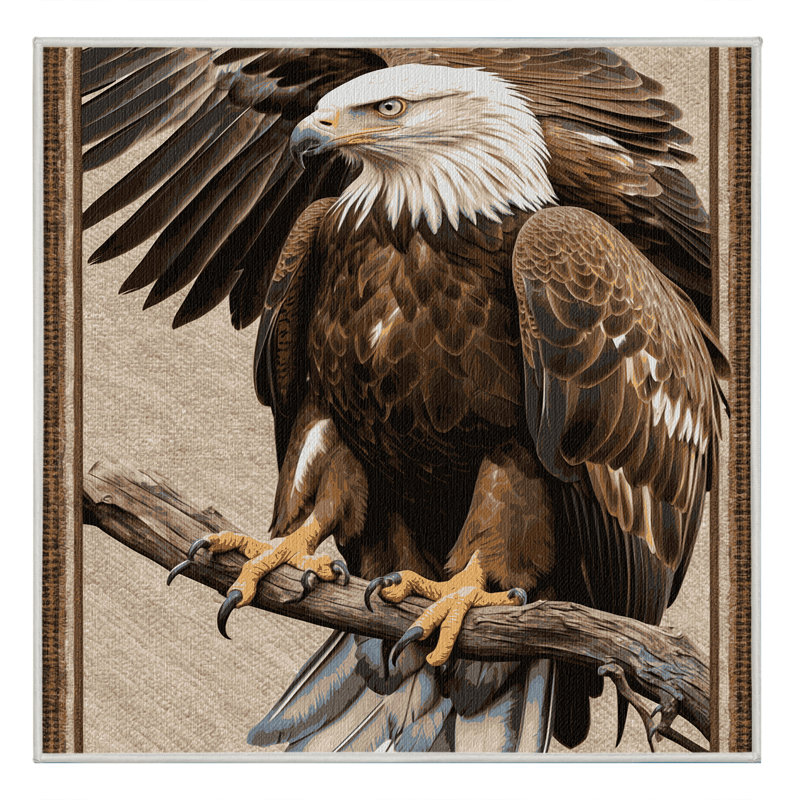 Washable African Fish Eagle Wildlife Area Rug, Square 3'