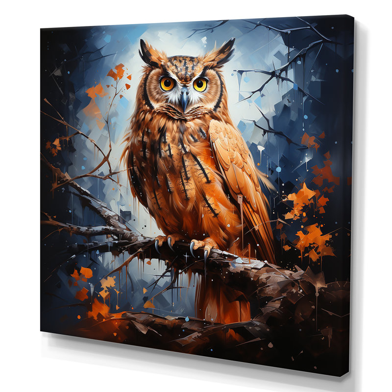 «Owl Twilights Mystique I» sur toile, Toile tendue, H 36 po x l 36 po x P 1,5 po