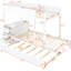 Lit superposé blanc Twintwin avec prises et lit gigogne - Rangement fonctionnel additionnel pour chambre à coucher, bureau, lit simple