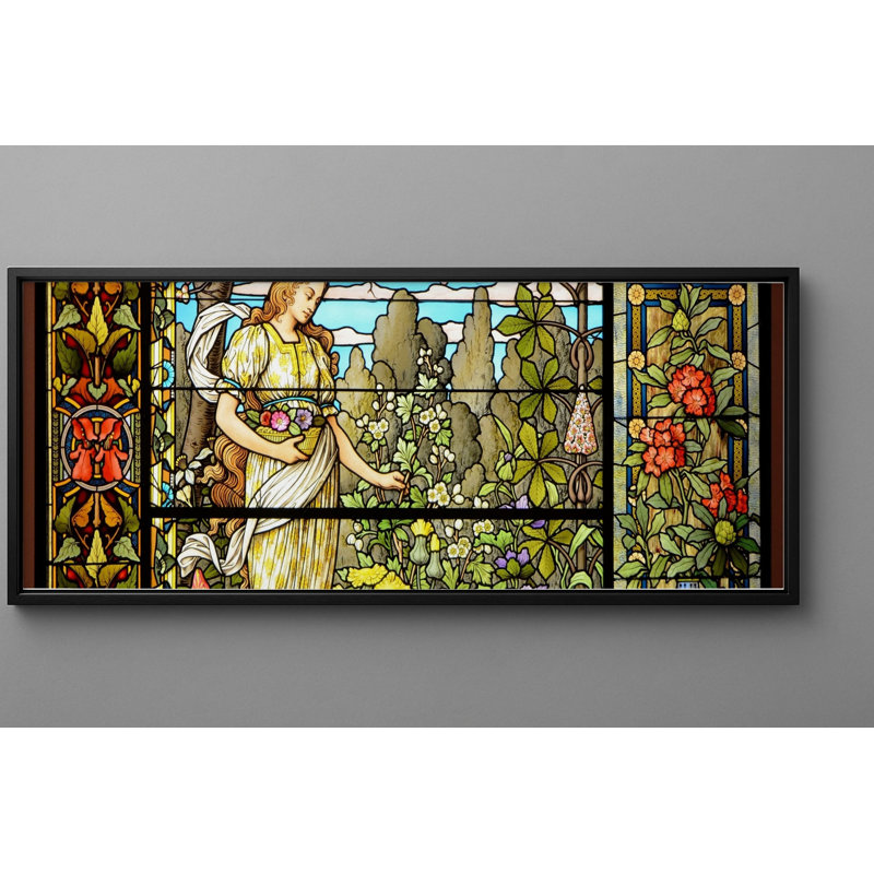Allégorie du printemps, art mural encadré, H 13,75 po x l 37,75 po, Noir
