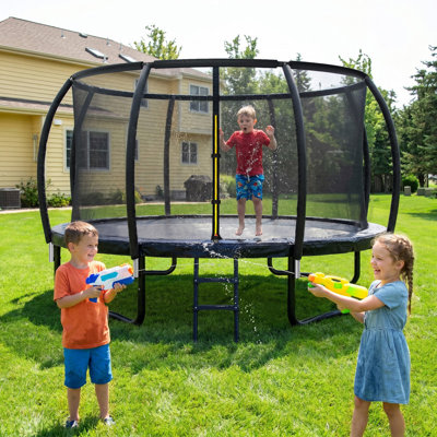 FORGEMUS Trampoline 12 pi, trampolines récréatives avec filet et échelle, antirouille pour enfants et adultes