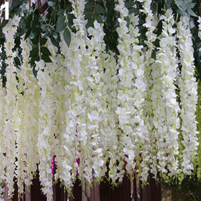 Guirlande de fleurs artificielles Wisteria, Blanc