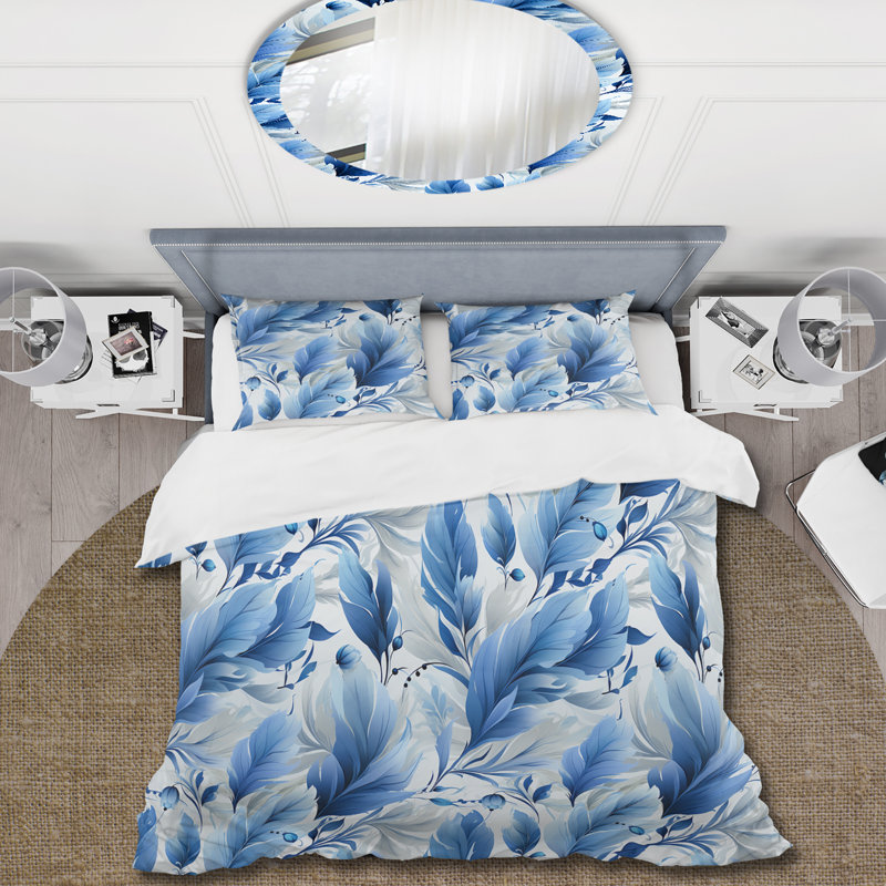 Ensemble de housse de couette Sapphire Blue Dove Feathers II, Housse de couette pour très grand lit et 2 très