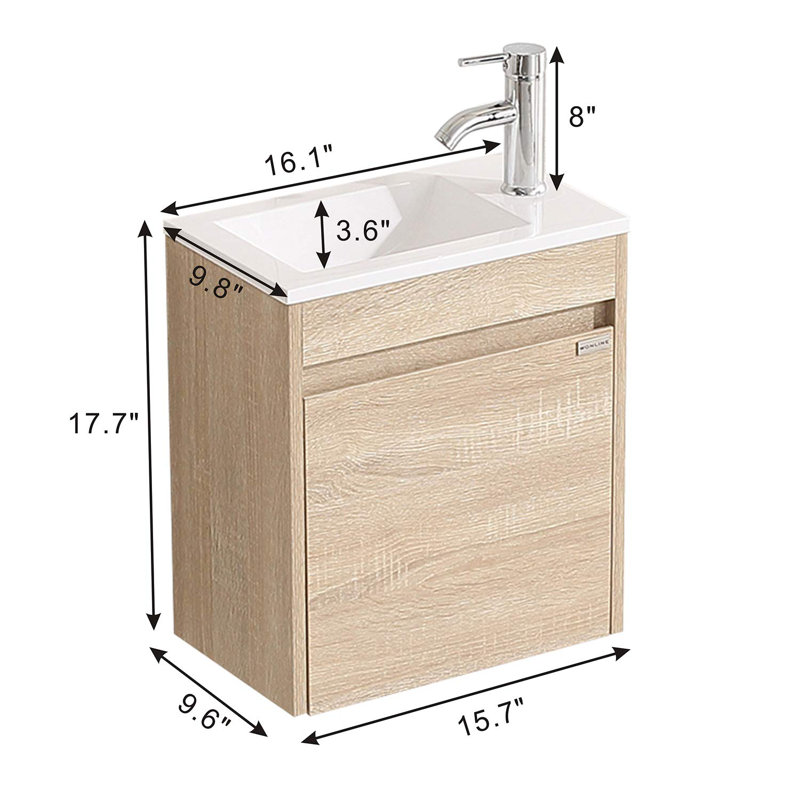 Meuble-lavabo mural simple l 16,1 po x P 9,8 po x H 17,7 po