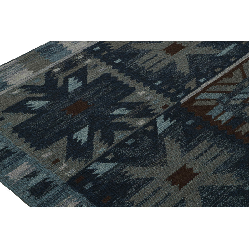 Scandinavian Hand Knotted Wool Geometric Area Rug, Rectangle 8' x 10'