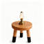 Support pour plante en bois d'hévéa massif et tabouret d'appoint avec pieds noirs trempés, plateau rond robuste pour la décoration intérieure, table d'appoint et présentoirs étagés