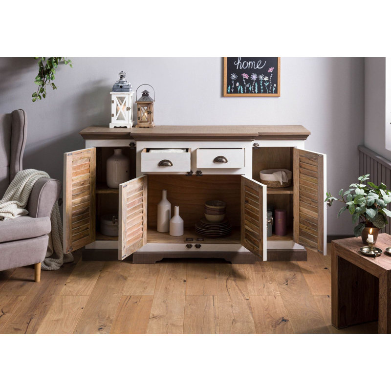 Toulouse 160cm Solid Wood Sideboard, Lacquered White