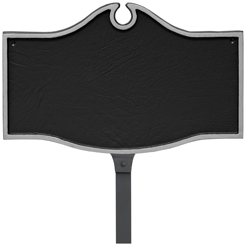 Colonial Petite Address Sign Plaque with Lawn Stake, Yes, Black/Silver