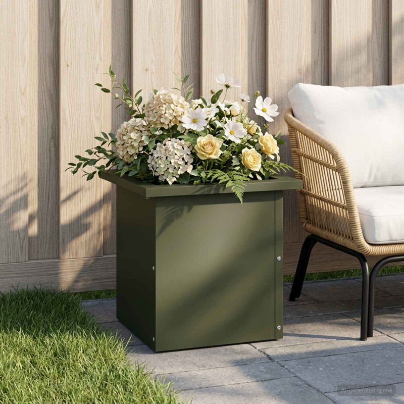 Planter Box, 30cm H x 30cm W x 30cm D, Olive Green, 1