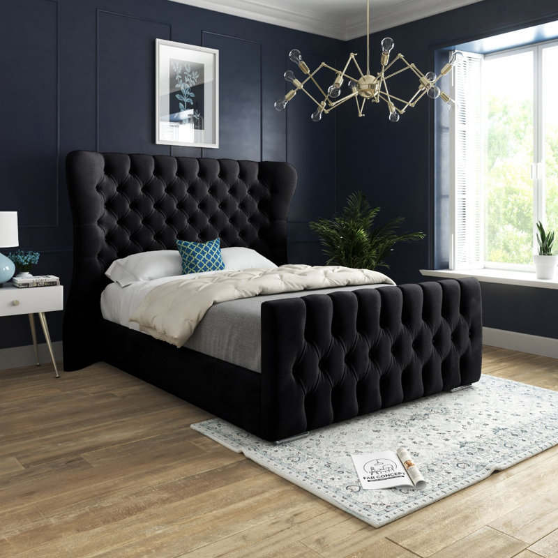 Bettencourt Upholstered Bed, Black, Small Single (2'6)