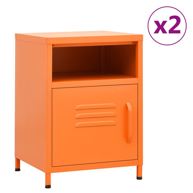 Bren 35cm W Steel Bedside Table, Orange, Set of 2
