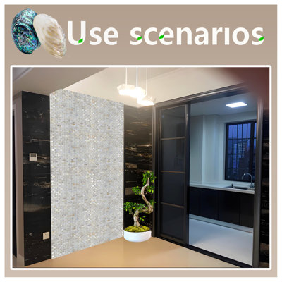 Mother of Pearl Shell Mosaic Tile, Ivory White, 6 Sheet