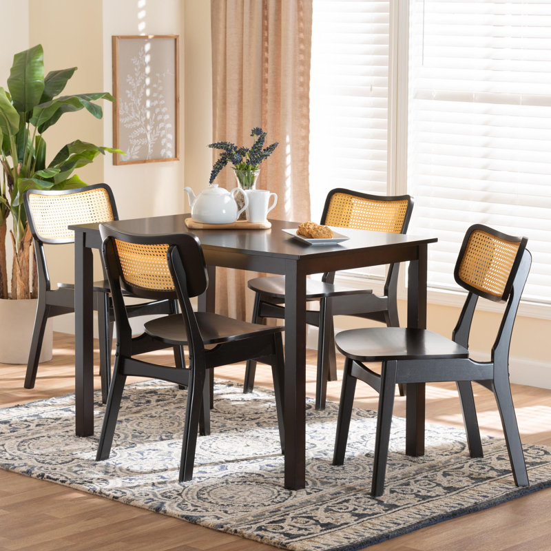 Ensemble repas pour 4 personnes Kells, Noir, Noir/naturel