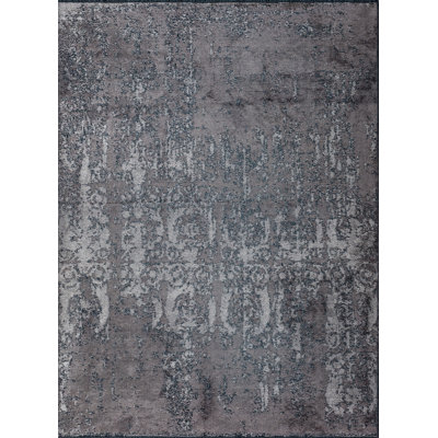 Rapture Gray/Blue Damask Luxury Area Rug