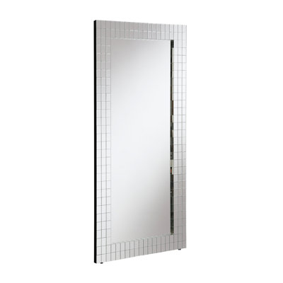 Mosaic Beveled Silver Accent Mirror, 22"L X 61" Inner 32" Width, 71" Height, 2" Depth, 68 Lb, Floor Mirror , Mosaic, Beveled, Silver, ,