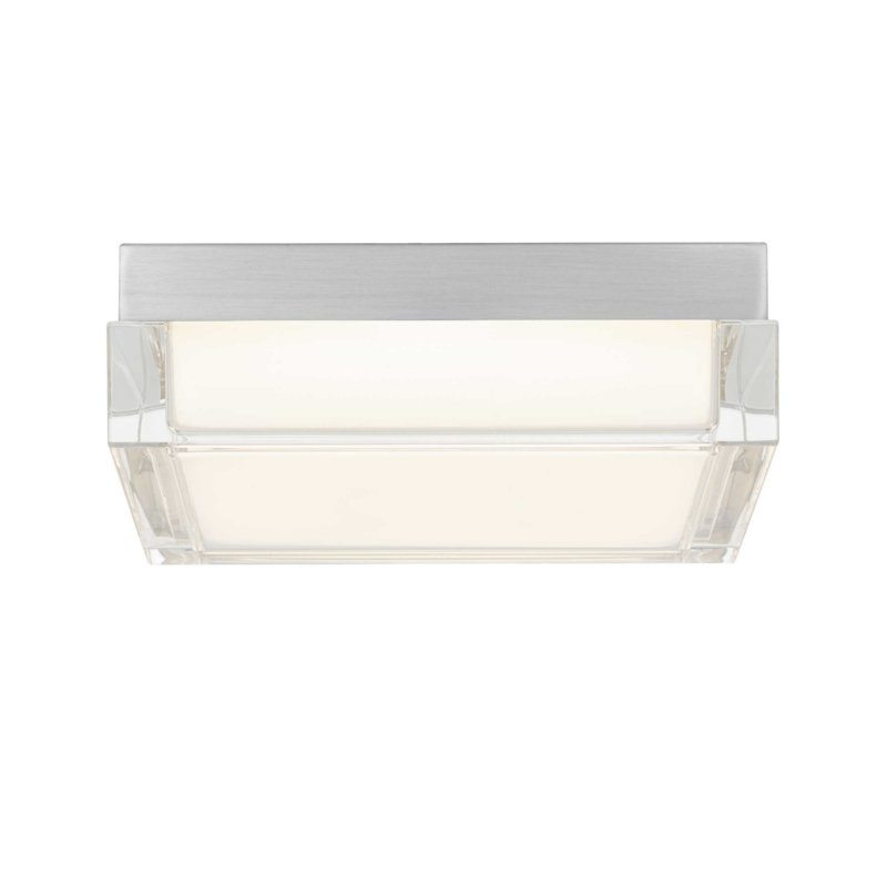 Plafonnier encastré à DEL chromé intégré, trois températures de couleur, H 4 po x l 8 po x P 8 po