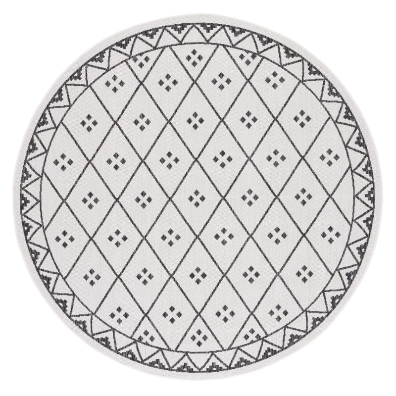 Tapis intérieur / extérieur ivoire Maebel, Rond 6 pi 7 po