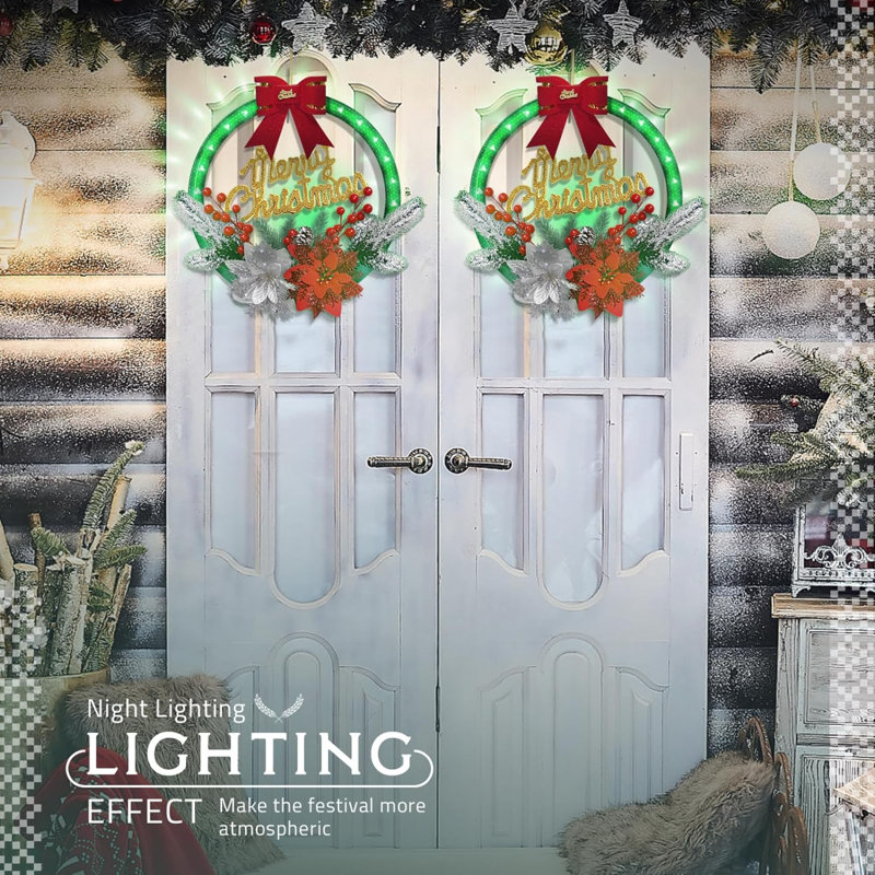 Faux Lighted Pinecones 12'' Wreath