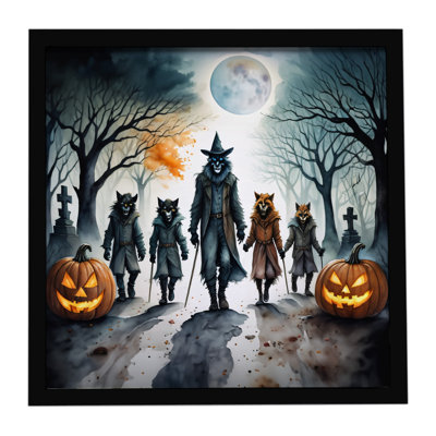 Werewolves Spooky Halloween, impression sur métal encadrée