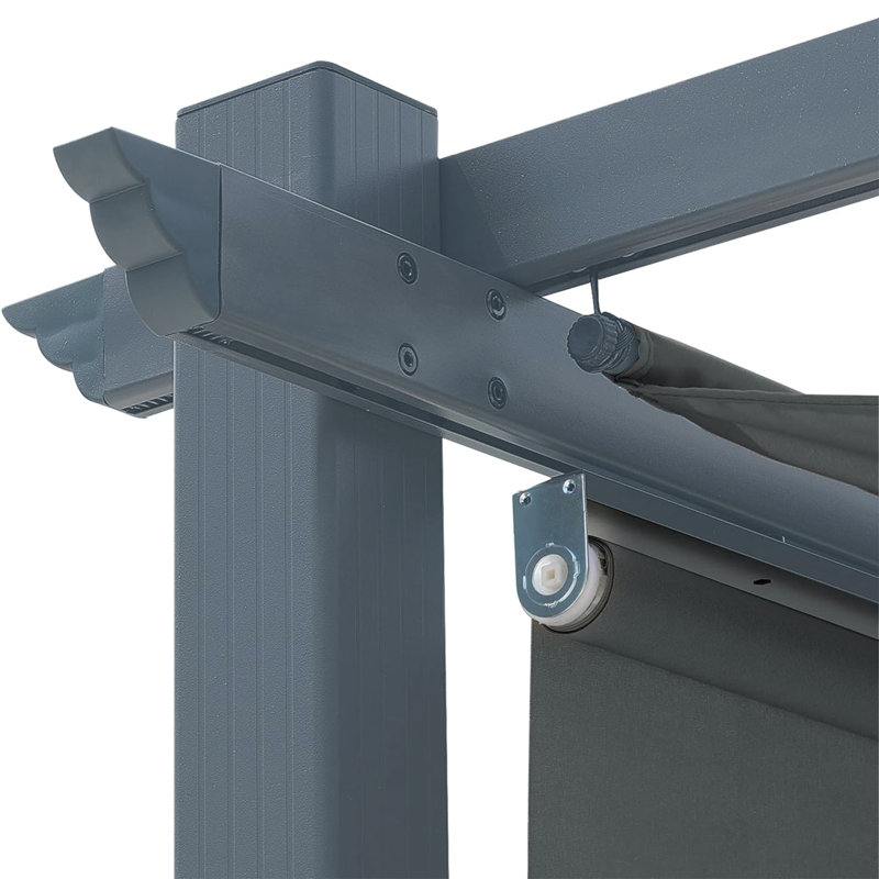 Aoodor Aluminum Pergola with Canopy, 12 ft. x 12 ft., Dark Gray